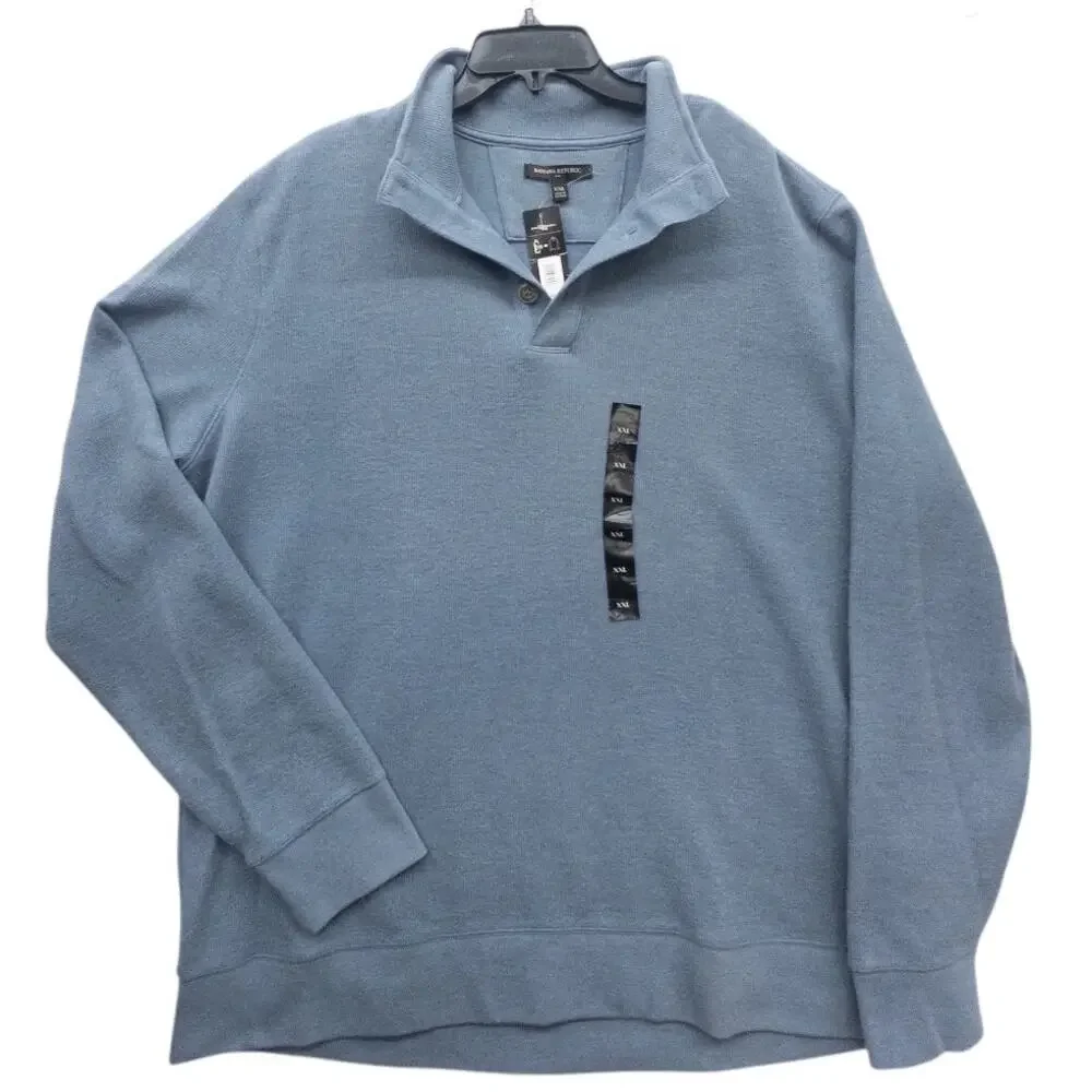 Banana Republic Men's 2XL 1/4 Zip Mock Neck Pullover Sweater Dusty Blue NWT